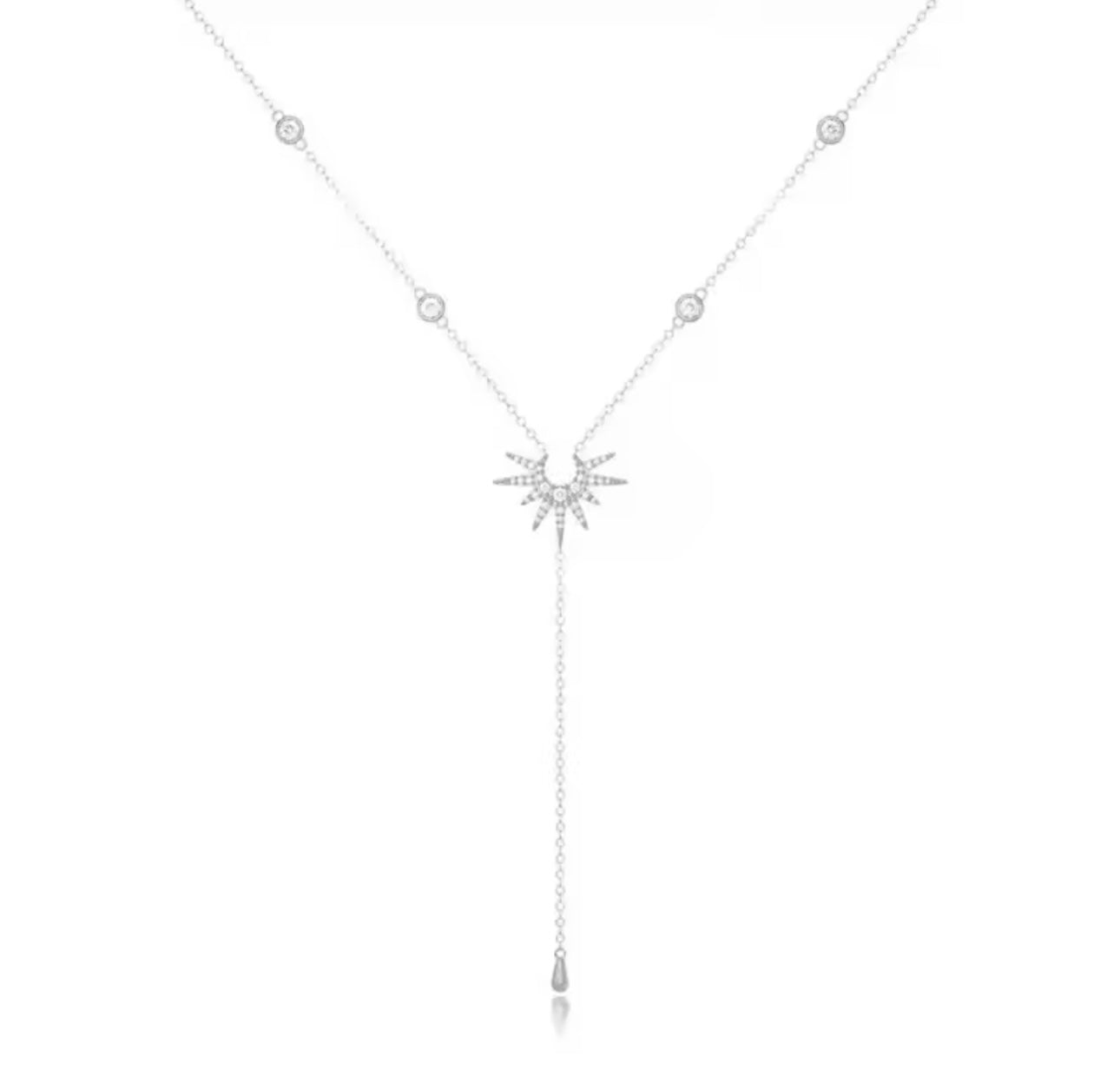 Vintage Gold Sun and Metal Water Drop Detail Chain Necklace