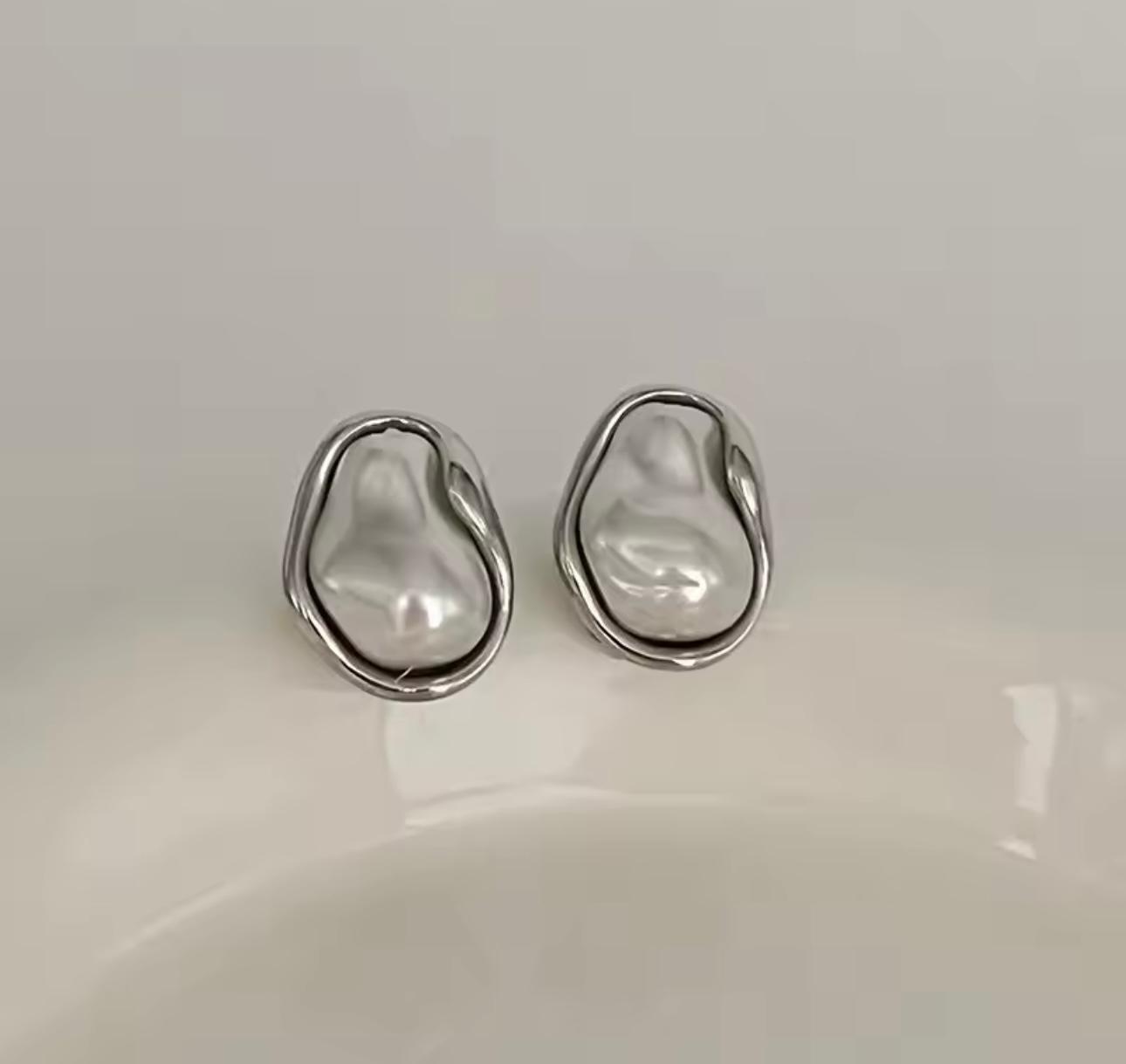 Modern Baroque Pearl Look Earrings