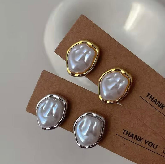 Modern Baroque Pearl Look Earrings
