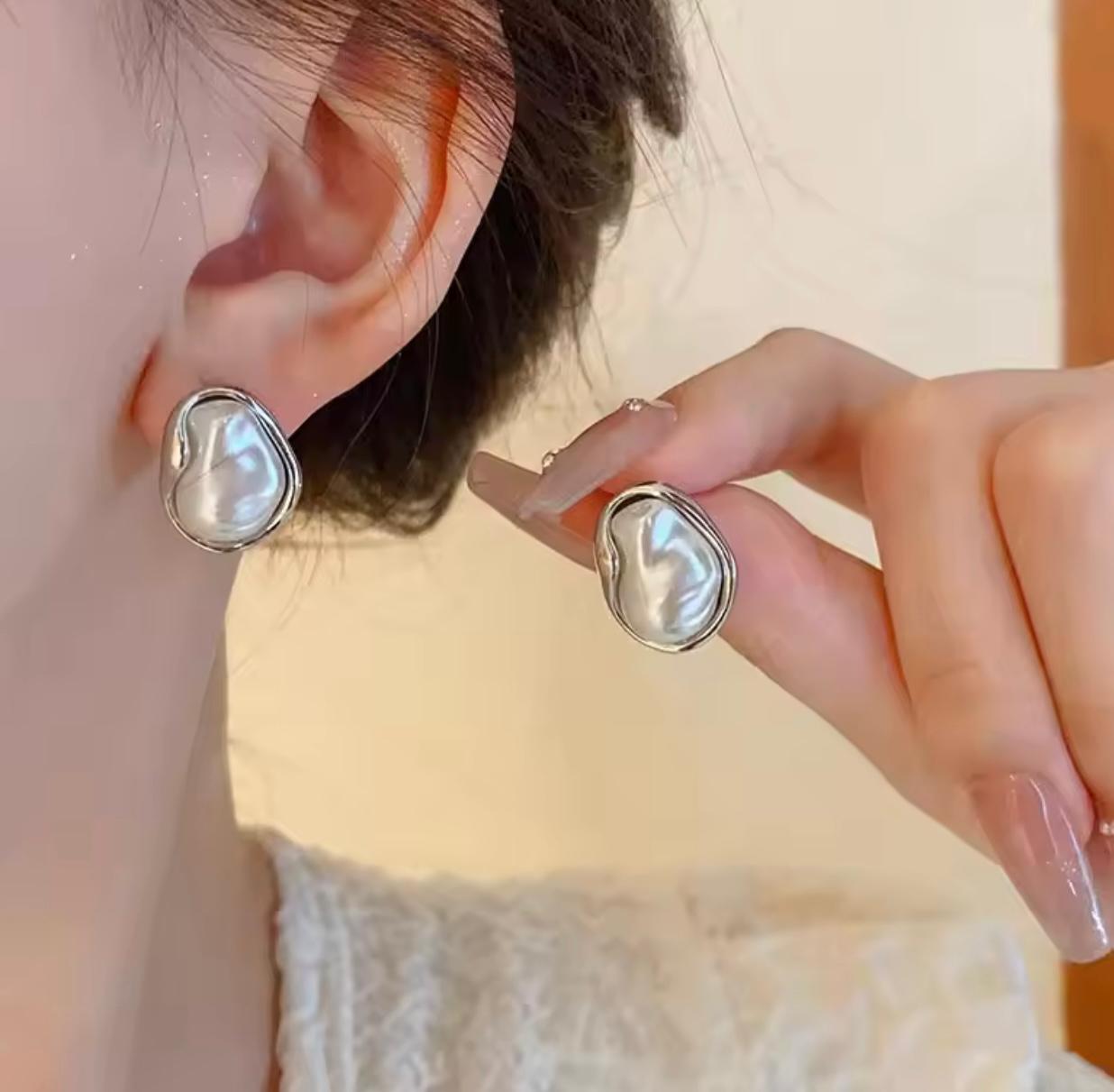 Modern Baroque Pearl Look Earrings