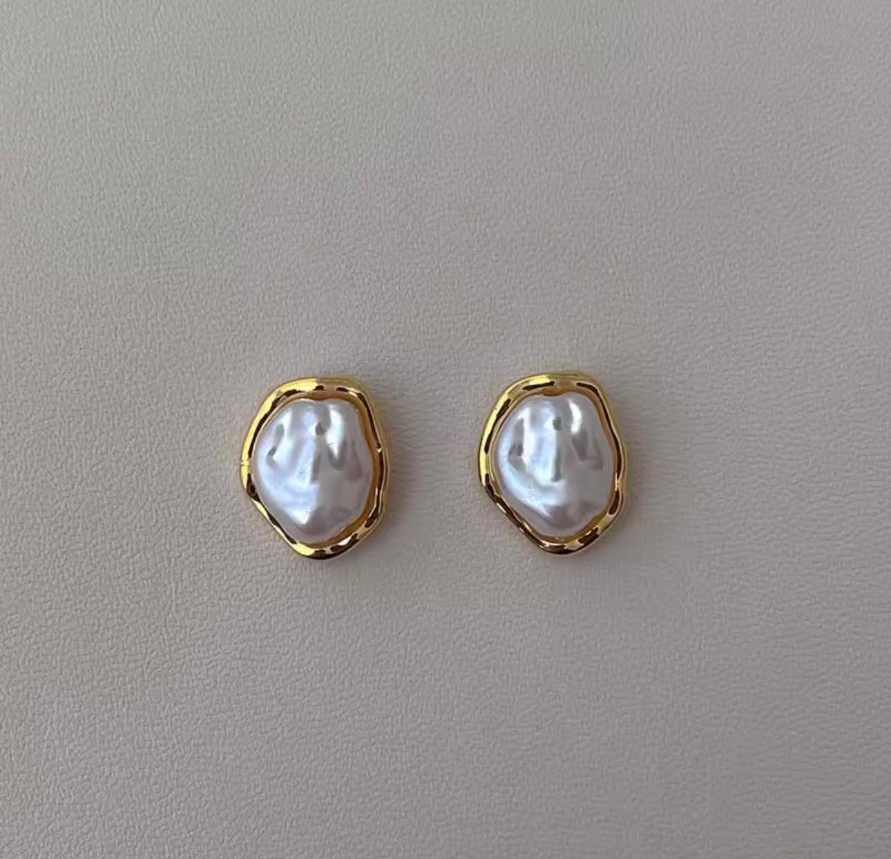 Modern Baroque Pearl Look Earrings