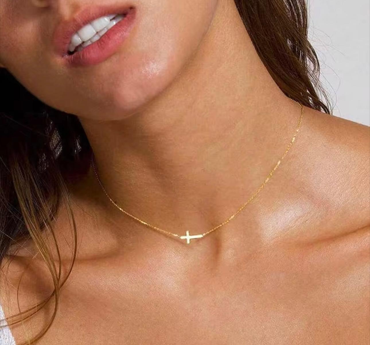 Horizontal Cross Necklace