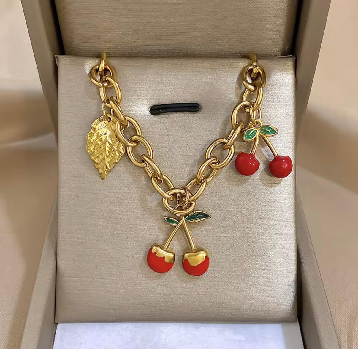 Golden Cherry Charm Set