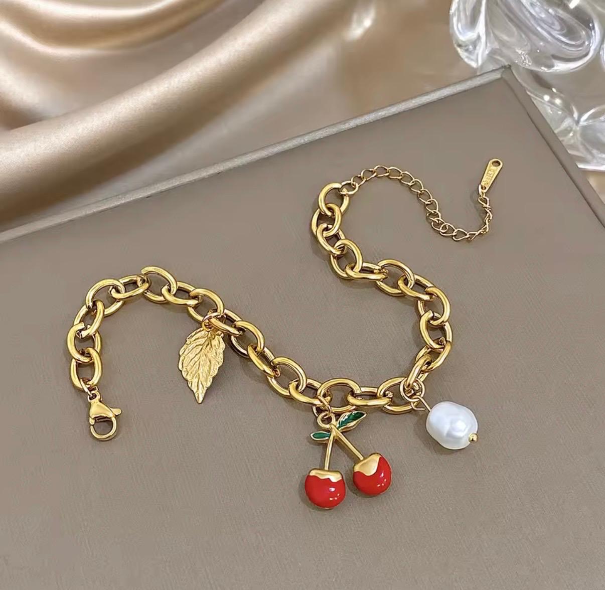 Golden Cherry Charm Set