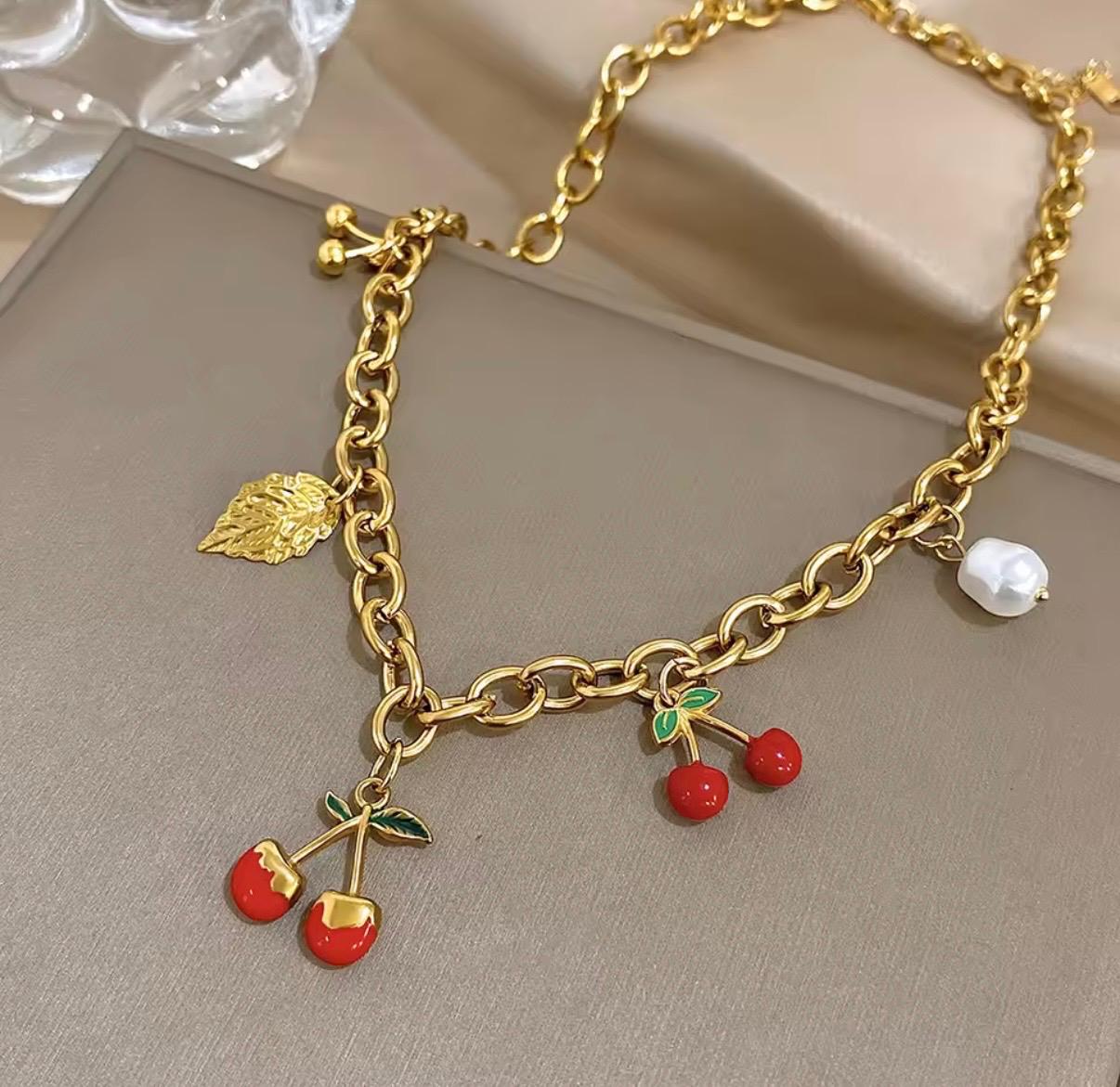 Golden Cherry Charm Set
