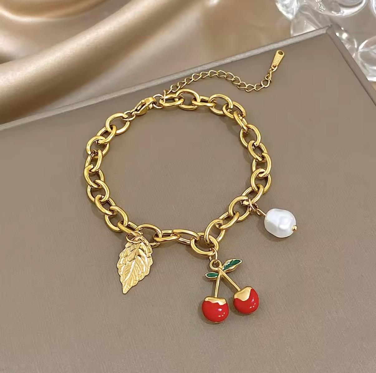 Golden Cherry Charm Set